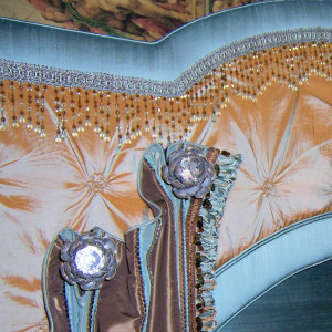 Drapery Solutions arched cornice with beaded trim